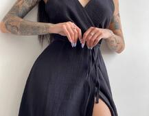 Муслиновое платье с запахом  | PUSHKA SHOP