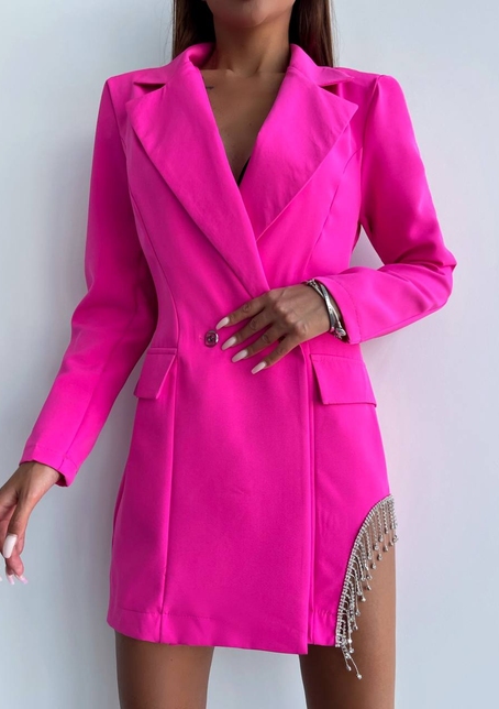 Приталена сукня-піджак, декорована бахромою зі страз | PUSHKA SHOP