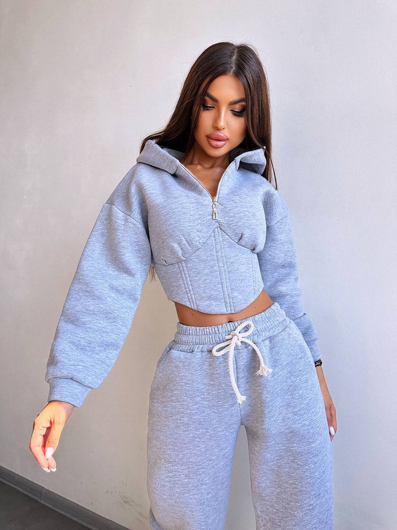 Комплект на флісі : худі з елементами корсету + штани  Комплект на флісі : худі з елементами корсету + штани  | PUSHKA SHOP
