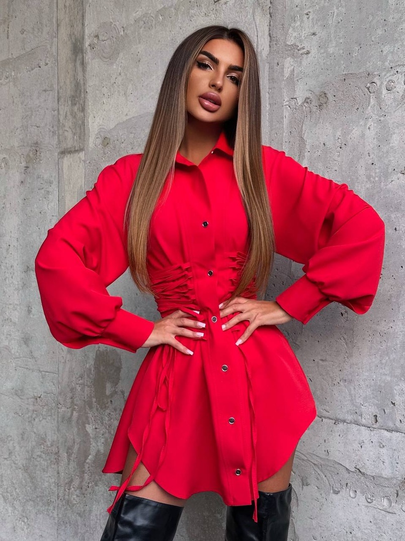 Сукня-сорочка зі шнурівкою | PUSHKA SHOP