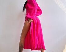 Муслінова сукня -міді з розрізом на ніжці  Муслінова сукня -міді з розрізом на ніжці  | PUSHKA SHOP