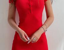 Трикотажное облегающее платье поло с разрезом  | PUSHKA SHOP