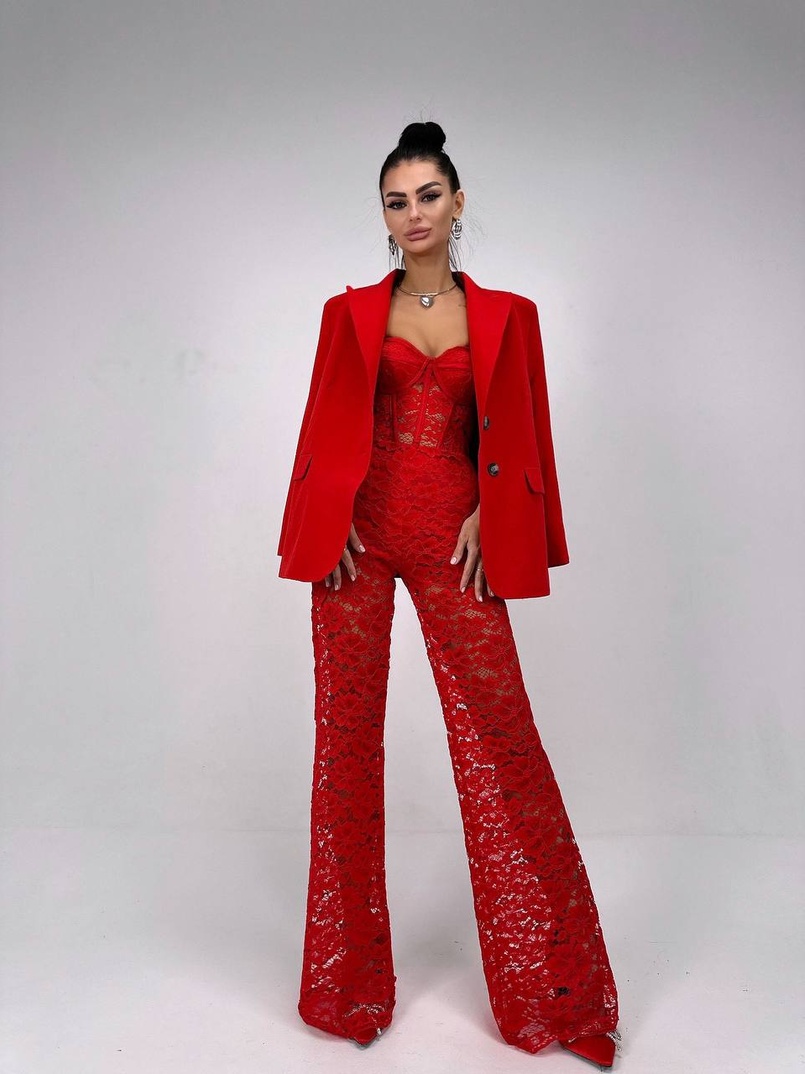 Комплект: мереживний корсет бюстьє + штани + піджак  | PUSHKA SHOP