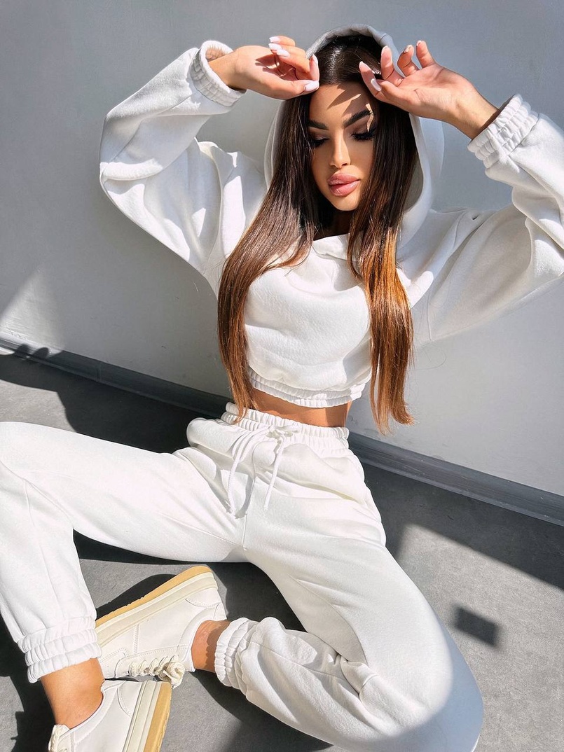 Базовий костюм на флісі з об'ємними капюшоном | PUSHKA SHOP