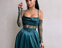 Атласний комплект: корсет + спідниця максі  | PUSHKA SHOP