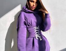 Тепле приталене худі з капюшоном на флісі + корсет на шнурівці Можна носити з корсетом та без | PUSHKA SHOP