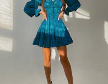 Блискуча сукня з оборками та чашками з ефектом push up Блискуча сукня з оборками та чашками з ефектом push up | PUSHKA SHOP