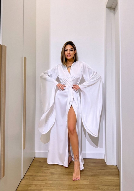 Шовковий халатик із розкльошеними рукавами | PUSHKA SHOP