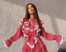 Сукня з квітковим принтом декорована мереживом    | PUSHKA SHOP