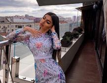 Коктейльное облегающее платье декорированное узором из пайеток Коктейльное облегающее платье декорированное узором из пайеток | PUSHKA SHOP