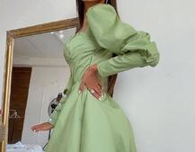 Платье с объемными рукавами из хлопка | PUSHKA SHOP