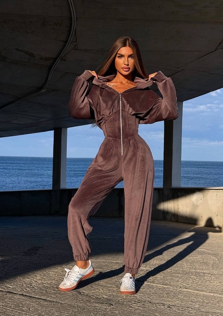 Велюровий комбінезон з елементами корсету | PUSHKA SHOP