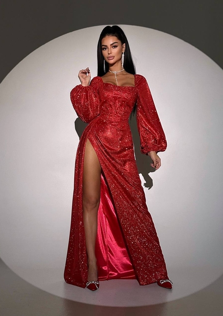 Сяючий комплект: корсет + спідниця  максі з драпіруванням | PUSHKA SHOP