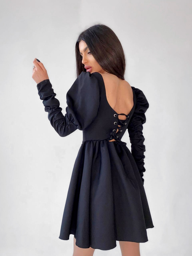 Платье-бюстье с объёмными рукавами и корсетными элементами На косточках, сзади на шнуровке. Платье-бюстье с объёмными рукавами и корсетными элементами На косточках, сзади на шнуровке. | PUSHKA SHOP