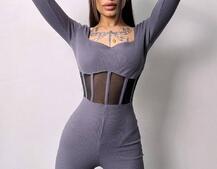 Облягаючий трикотажний комбінезон з елементами корсету  | PUSHKA SHOP