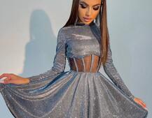 Приталена блискуча сукня з корсетною вставкою та пишною спідницею-сонцем | PUSHKA SHOP