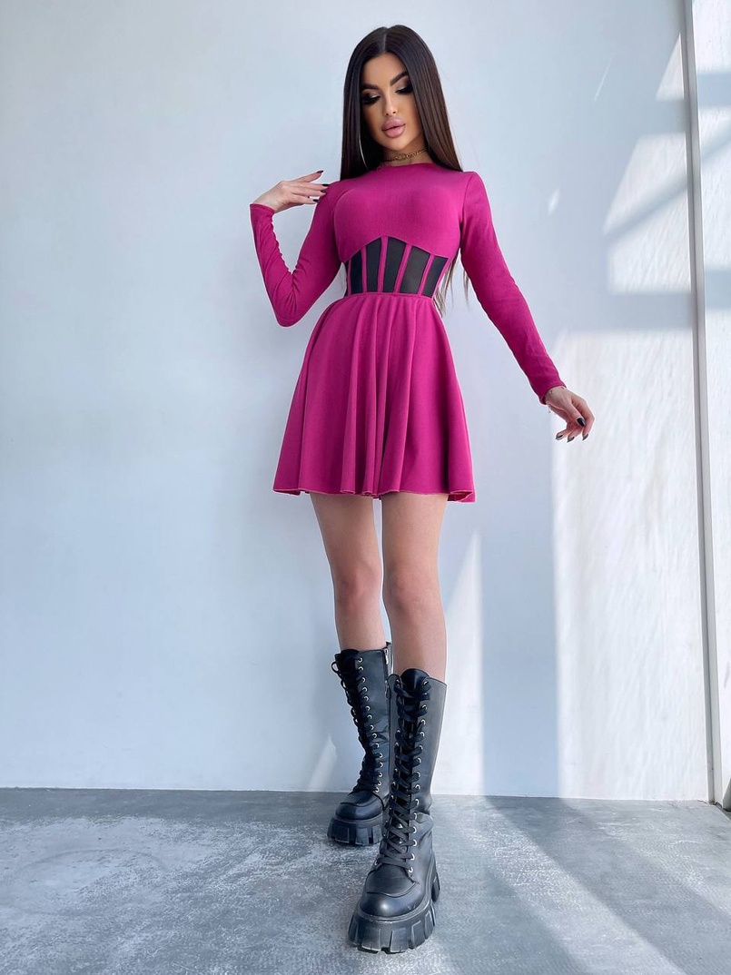 Приталена сукня з корсетною вставкою та спідницею-сонцем Приталена сукня з корсетною вставкою та спідницею-сонцем | PUSHKA SHOP