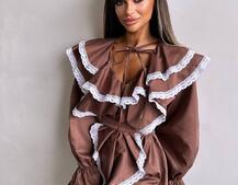 Котонова сукня декорована мереживом    | PUSHKA SHOP