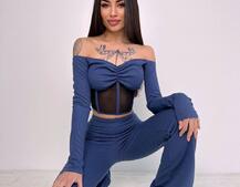 Комплект : штани кльош і топ з елементами корсету  | PUSHKA SHOP