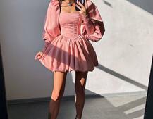 Сукня з обʼємними рукавами та спідницею балоном  | PUSHKA SHOP