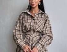 Комплект: сорочка + спідниця у клітинку  | PUSHKA SHOP