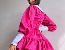 Котонова сукня з рюшами на гудзиках зі шнурівкою на спинці | PUSHKA SHOP