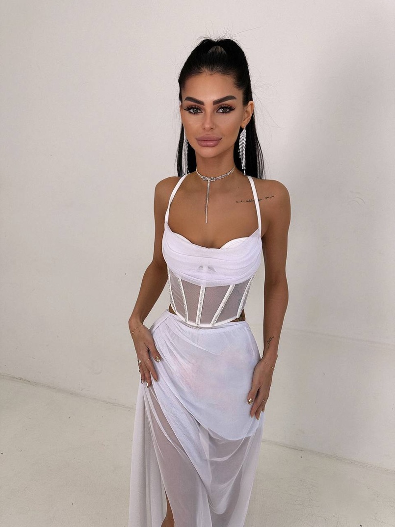 Комплект: корсет декорований стразами + спідниця максі  | PUSHKA SHOP