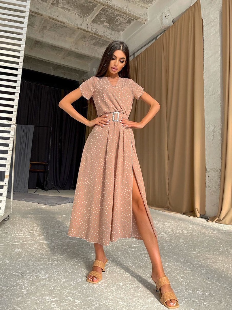 Платье-миди в горошек Платье-миди в горошек | PUSHKA SHOP