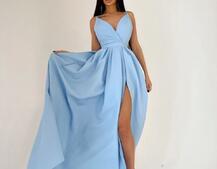 Платье макси с разрезом на юбке и запахом на груди   | PUSHKA SHOP