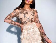 Блестящее платье с пушистой юбочкой  | PUSHKA SHOP