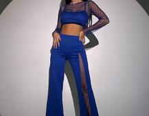 Комплект: топ + штани із сіткою зі стразами  | PUSHKA SHOP