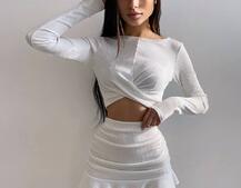 Трикотажный комплект: топ + юбка со сборкой   | PUSHKA SHOP