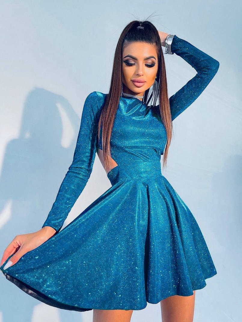 Блискуча сукня міні з відкритою спиною  | PUSHKA SHOP