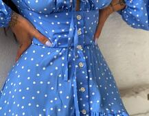 Сукня в горошок на ґудзиках з воланами  | PUSHKA SHOP