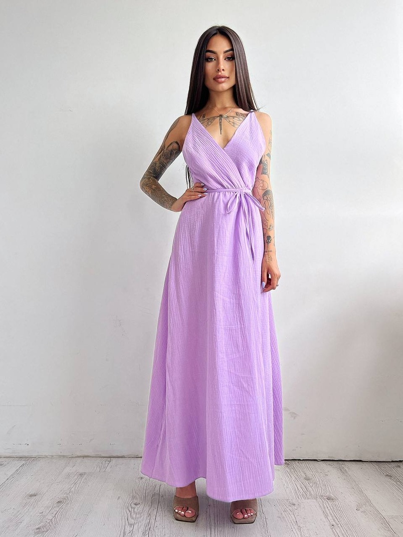 Муслиновое платье с запахом  | PUSHKA SHOP