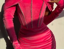 Оксамитова корсетна сукня міні, декорована стразами     Ручна робота  | PUSHKA SHOP