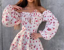 Сукня з воланами та шнурівкою  по спинці | PUSHKA SHOP