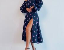 Сукня -міді зі шнурівкою на спинці та розрізом на ніжці | PUSHKA SHOP