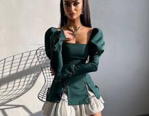 Сукня з об'ємними рукавами + спідниця з воланами Сукня з об'ємними рукавами + спідниця з воланами | PUSHKA SHOP