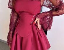 Сукня з корсетом декорована мереживом  | PUSHKA SHOP