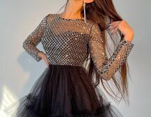 Платье с блестящим верхом и пышной фатиновой юбкой  | PUSHKA SHOP