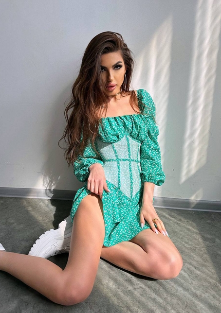 Сукня міні в квітковий принт + прозорий корсет  | PUSHKA SHOP