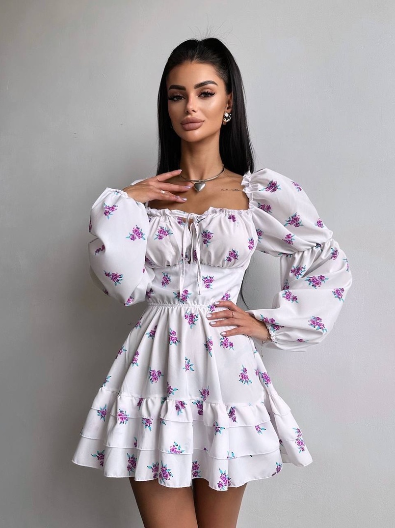 Сукня з квітковим принтом з воланами на ґудзиках  Сукня з квітковим принтом з воланами на ґудзиках  | PUSHKA SHOP