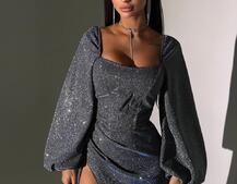 Сяючий комплект: корсет + спідниця  максі з драпіруванням | PUSHKA SHOP