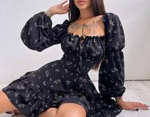 Квіткова сукня з воланами та шнуровкою по спинці Квіткова сукня з воланами та шнуровкою по спинці | PUSHKA SHOP