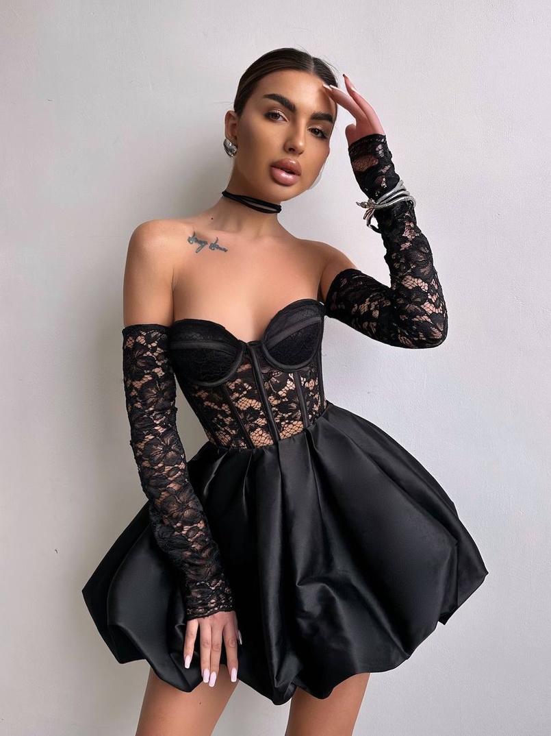 Комплект : мереживний корсет  з чашечками+ спідниця балон  | PUSHKA SHOP