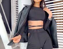 Трикотажный костюм с расклешенными брюками   | PUSHKA SHOP