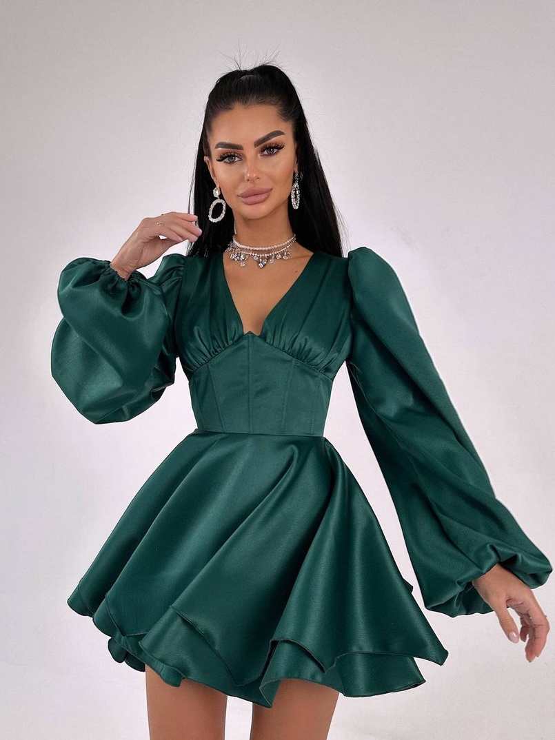 Атласна корсетна сукня  з пишною подвійною спідницею  | PUSHKA SHOP