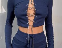 Костюм:  легінси та топ з шнурівкою зі страз Костюм:  легінси та топ з шнурівкою зі страз | PUSHKA SHOP