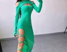 Трикотажна сукня з зав’язкою на ніжку Трикотажна сукня з зав’язкою на ніжку | PUSHKA SHOP